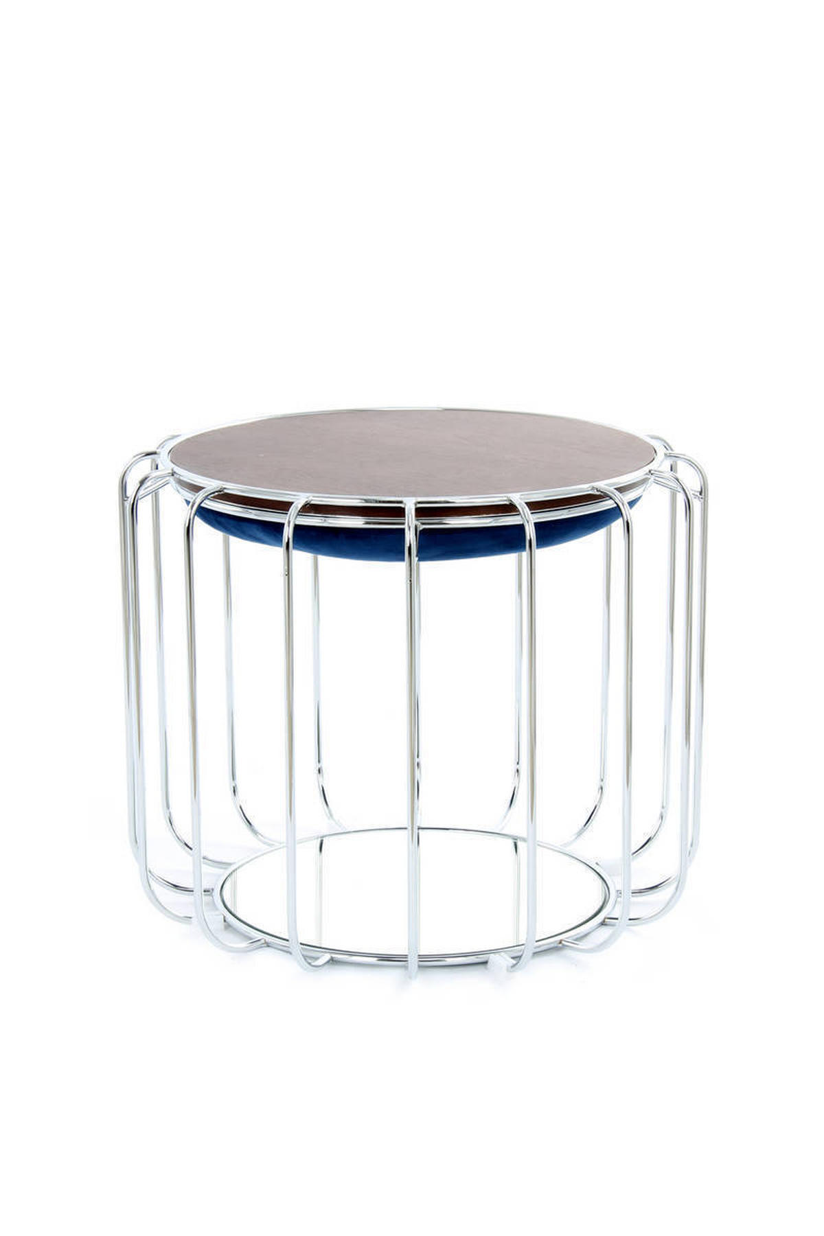 BEISTELLTISCH in Metall, Kunststoff, Glas, Textil, Holzwerkstoff 50/50/45 cm  - Silberfarben/Dunkelblau, Basics, Glas/Holzwerkstoff (50/50/45cm) - Kayoom