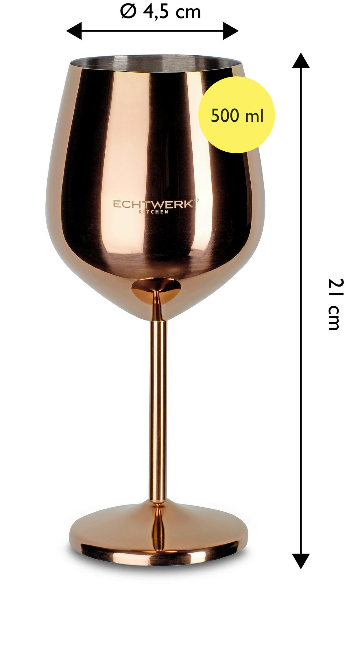 VINGLAS 500 ml 2 delar  - kopparfärgad, Basics, metall (9,3/4,5/21cm) - Echtwerk