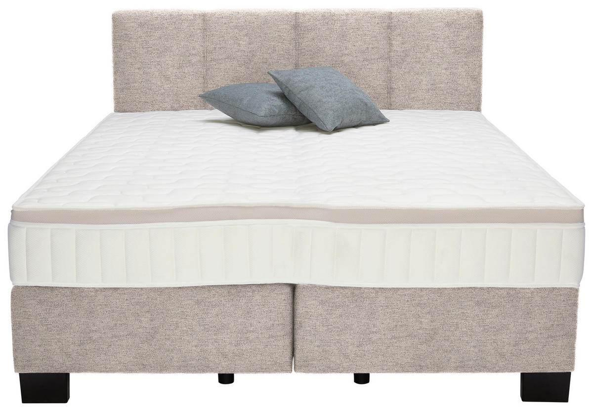 BOXSPRINGBETT 200/200 cm  in Beige  - Beige/Schwarz, Design, Kunststoff/Textil (200/200cm) - Hom`in