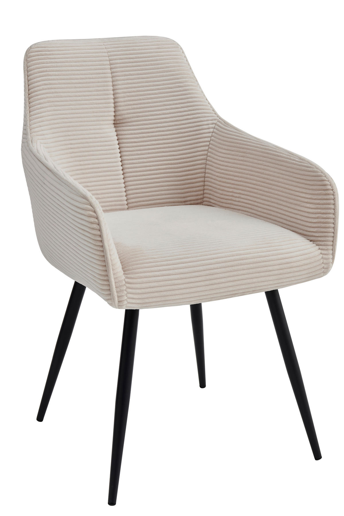 ARMLEHNSTUHL-SET 2 Stück  in Stahl Mikrofaser, Feincord  - Beige/Schwarz, MODERN, Textil/Metall (55/85/61cm) - MID.YOU