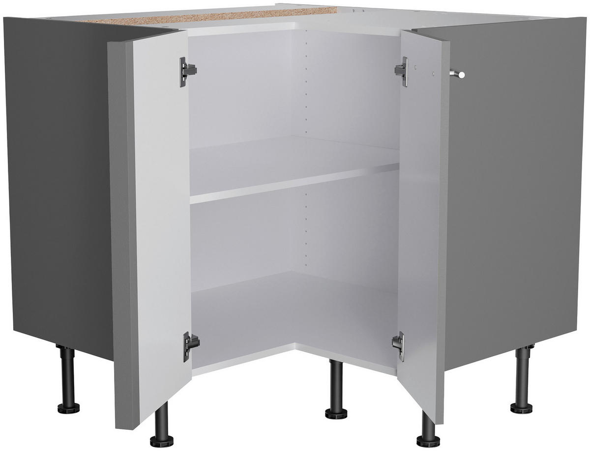 ECKKÜCHE 200/270 cm  in Grau  - Edelstahlfarben/Anthrazit, Basics, Holzwerkstoff/Metall (200/270cm) - Optifit