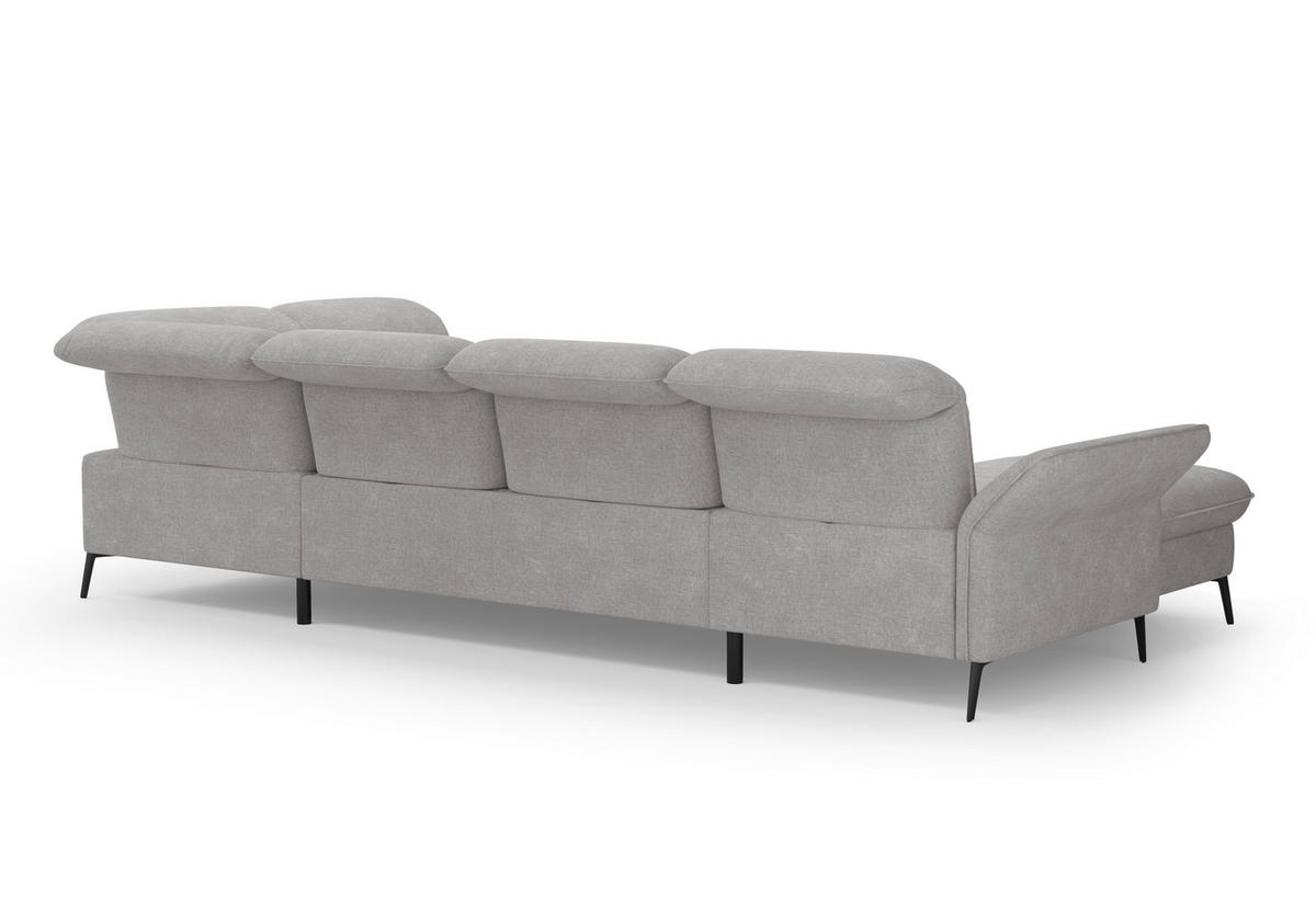 WOHNLANDSCHAFT in Flachgewebe Hellgrau  - Hellgrau/Schwarz, Konventionell, Textil/Metall (198/359/231cm) - Sit & More