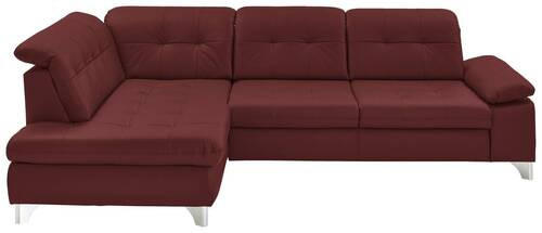ECKSOFA in Echtleder Brombeere  - Brombeere, Basics, Leder/Metall (211/309cm) - Beldomo Speed