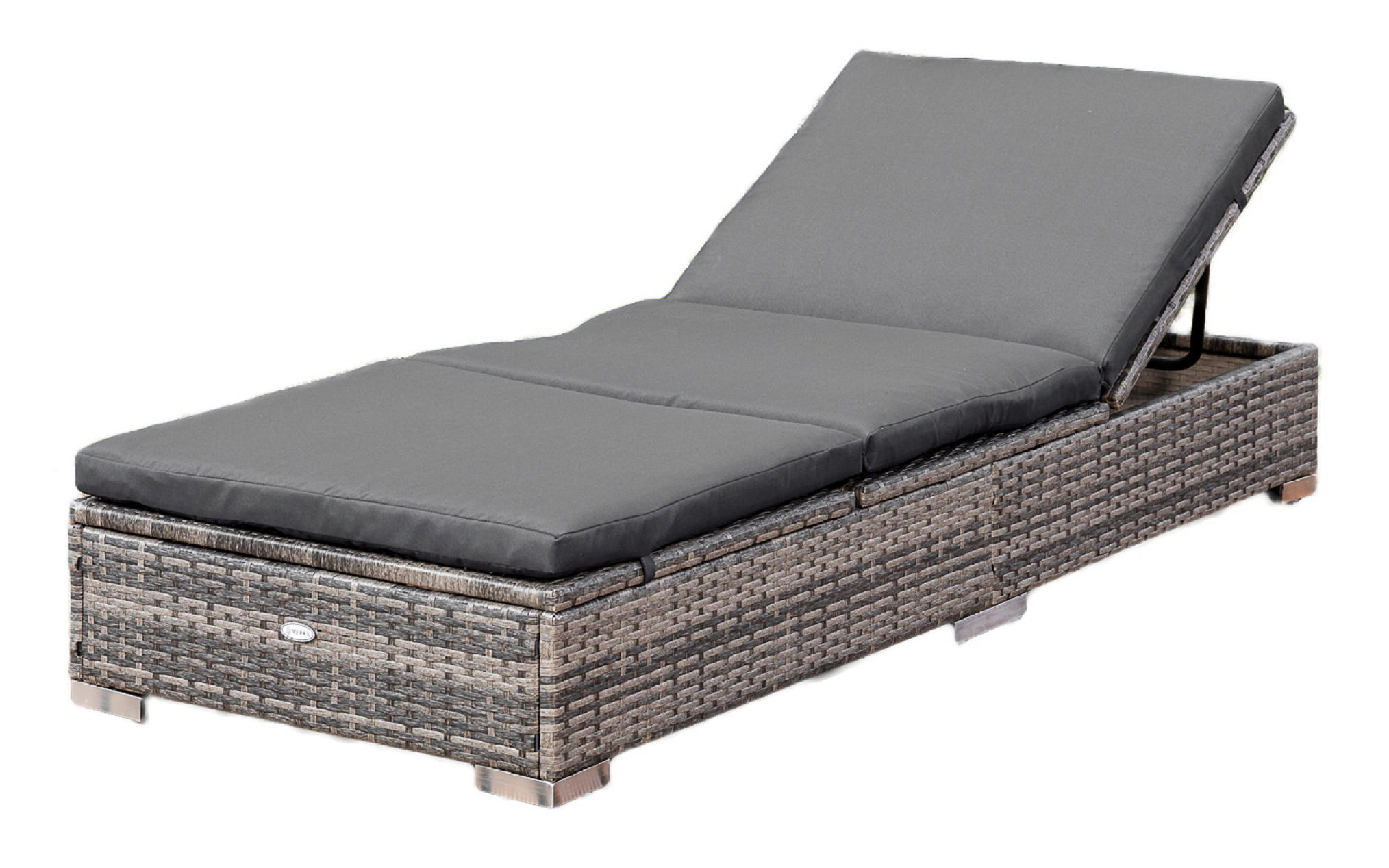 SONNENLIEGE 195/26/73 cm  - Grau, MODERN, Kunststoff/Metall (195/26/73cm) - Gardenson