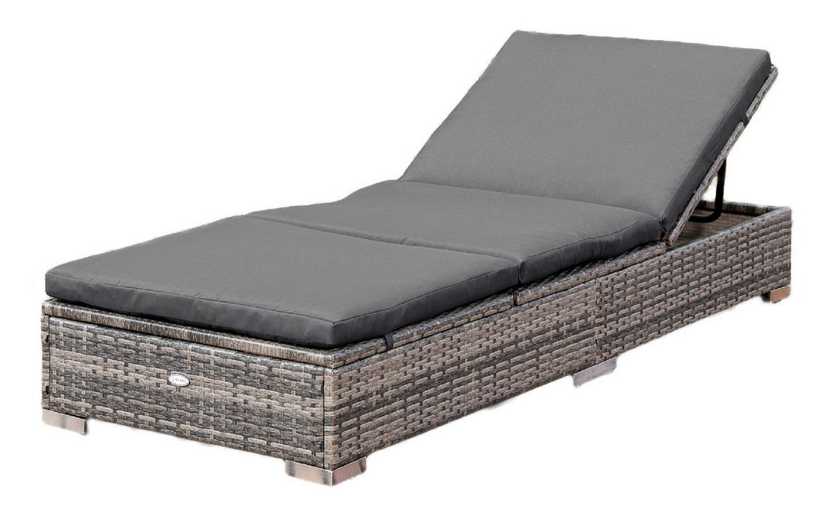 SONNENLIEGE 195/26/73 cm  - Grau, MODERN, Kunststoff/Metall (195/26/73cm) - Gardenson