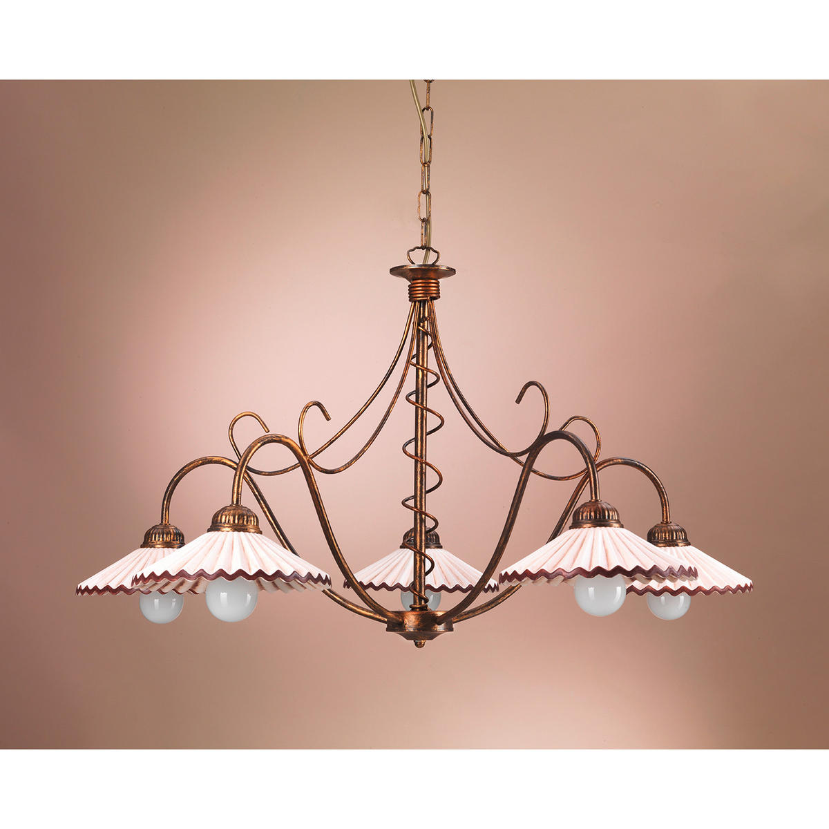 KRONLEUCHTER 85/110 cm   - Bernsteinfarben, KONVENTIONELL, Keramik/Metall (85/110cm)