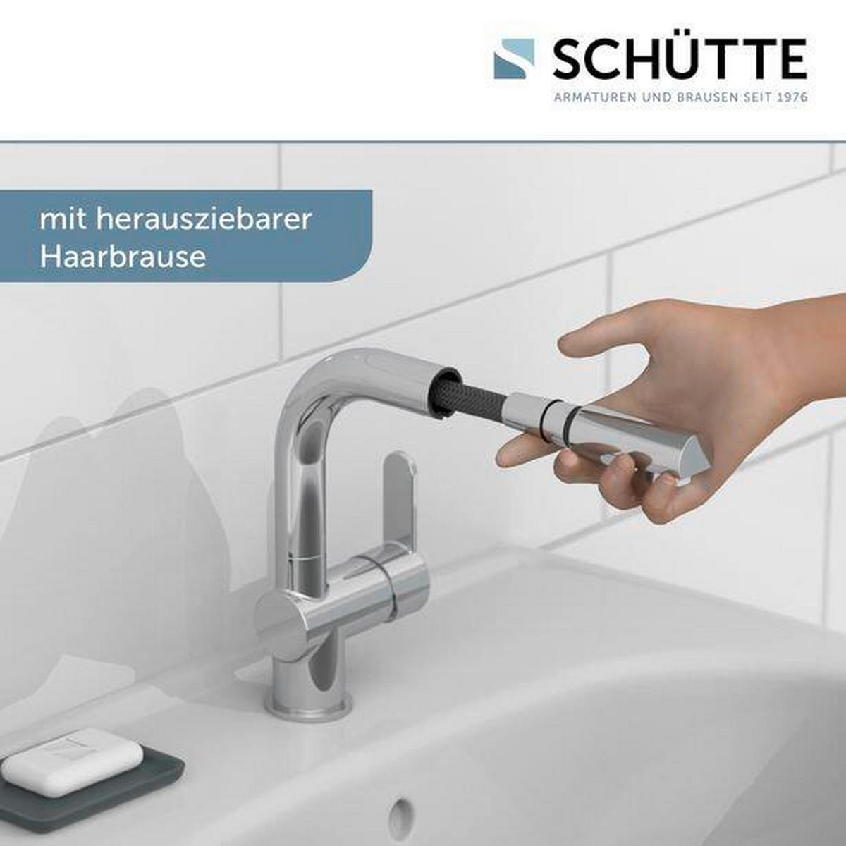 WASCHTISCHARMATUR 79710  - Chromfarben, Basics, Metall (7,9/22,5/19,5cm) - Schütte