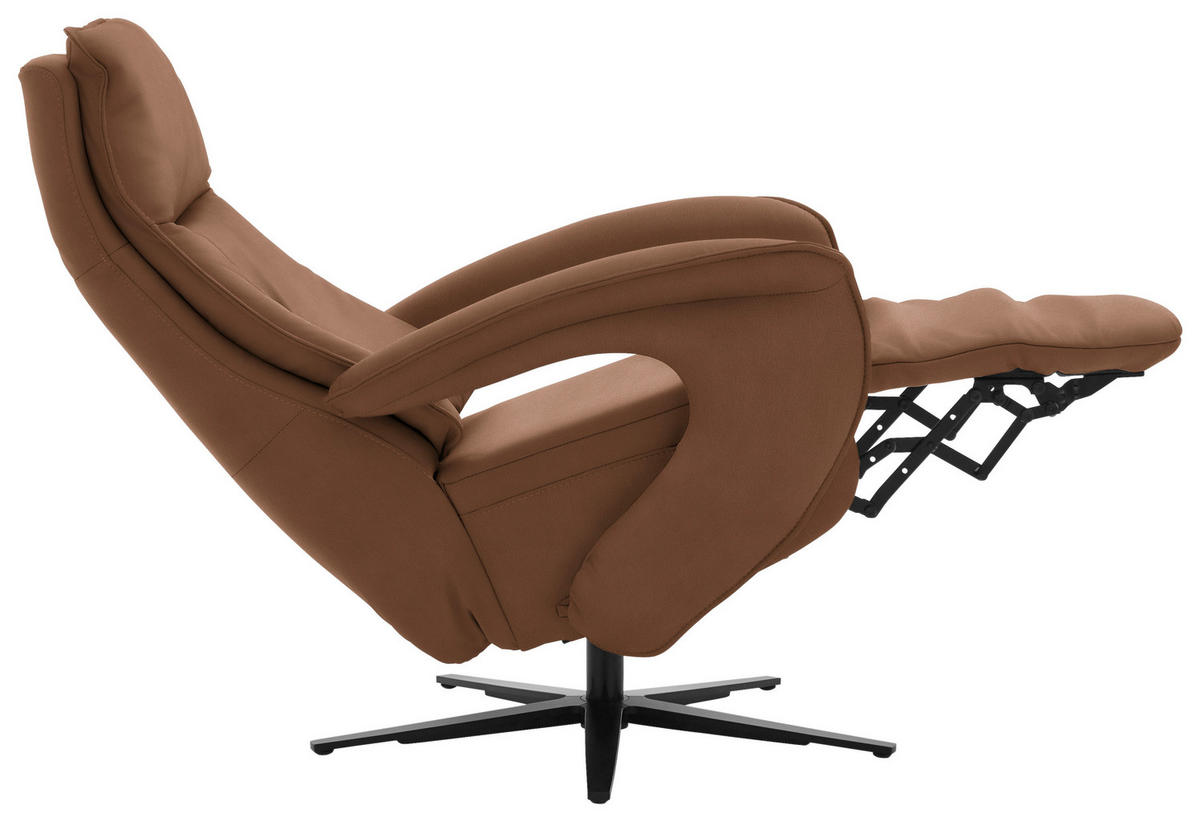 RELAXSESSEL in Leder Braun  - Schwarz/Braun, Design, Leder/Metall (77/110/87cm) - Valdera