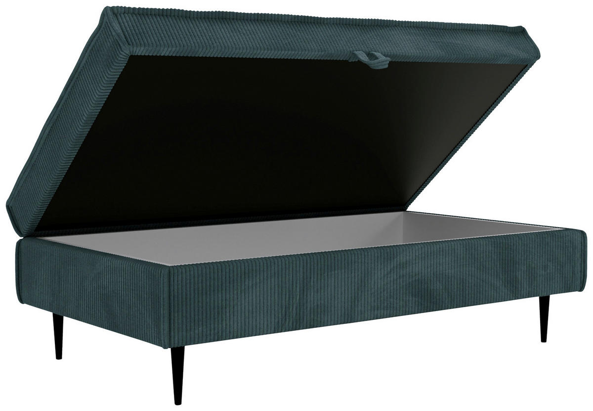 HOCKER in Textil Petrol  - Petrol/Schwarz, Design, Textil/Metall (135/45/75cm) - Livetastic