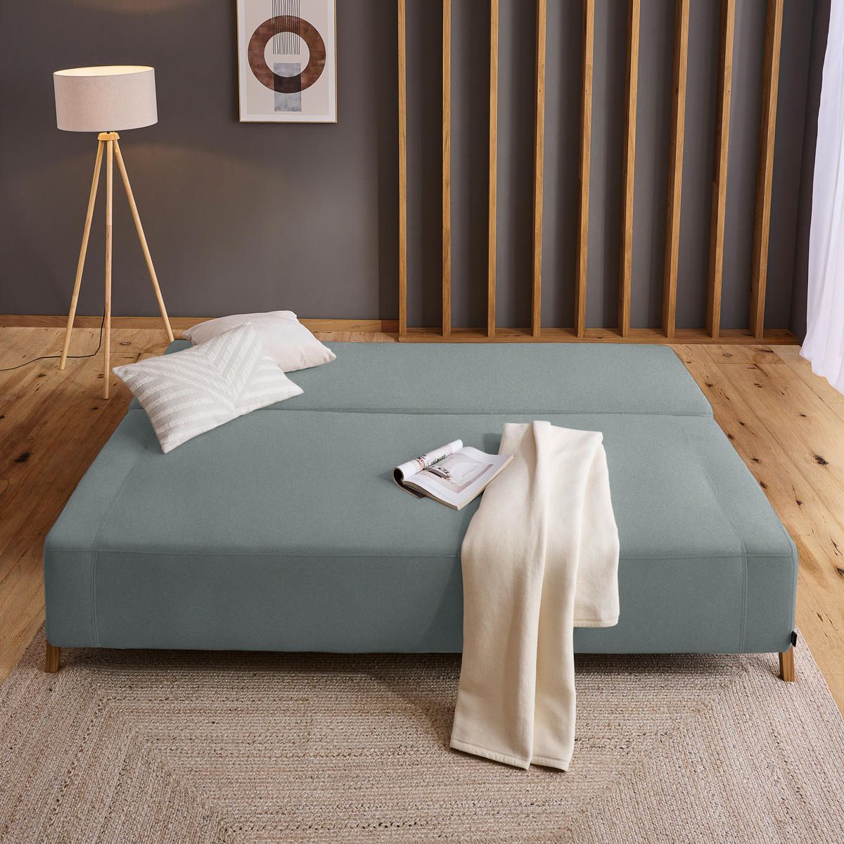 SCHLAFSOFA in Textil Grau  - Naturfarben/Grau, Design, Holz/Textil (211/88/102cm) - Niels Andersson