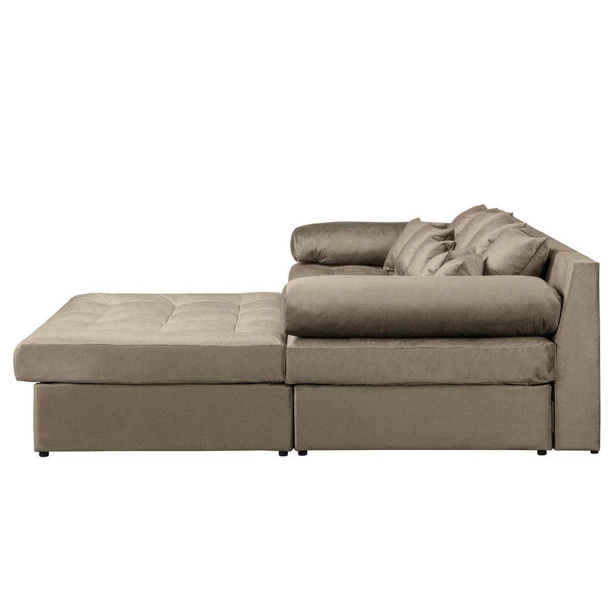ECKSOFA Naomi in Velours Braun Rückenkissen  284/243 cm  - Schwarz/Braun, Design, Kunststoff/Textil (284/243cm) - P & B