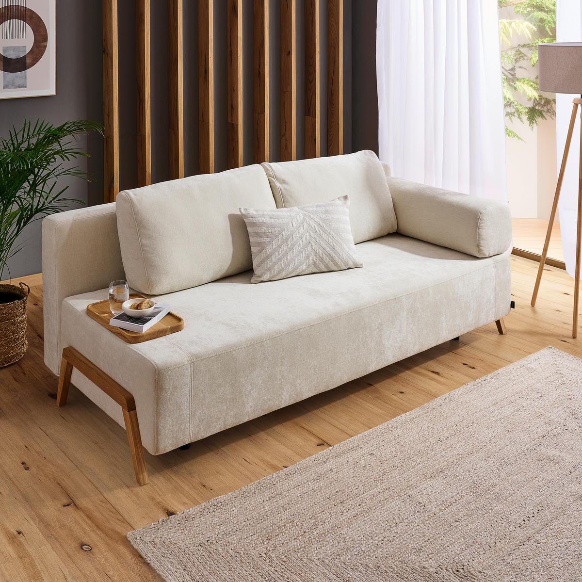 SCHLAFSOFA in Holz, Textil Creme  - Creme/Naturfarben, Design, Holz/Textil (211/88/102cm) - Niels Andersson