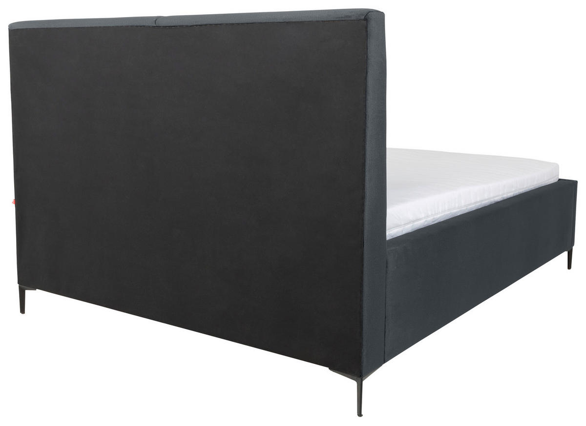 KÁRPITOZOTT ÁGY 140/200 cm  sötétszürke  - fekete/geszt bükk, Modern, textil/fa (140/200cm) - MID.YOU