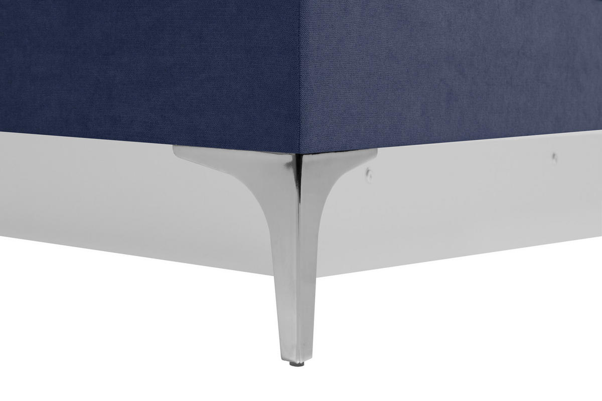 BOXSPRINGBETT 180/200 cm  in Blau  - Chromfarben/Blau, Design, Textil/Metall (180/200cm) - Welnova