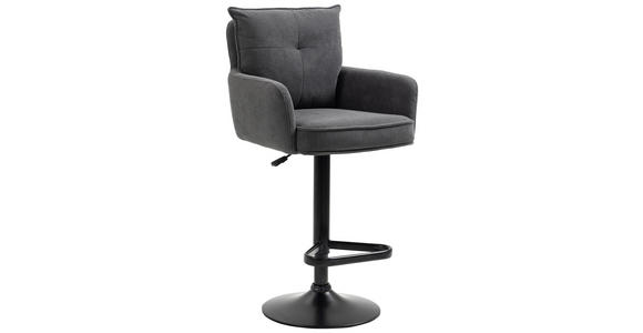 BARHOCKER Cord Anthrazit, Schwarz Eisen Stoffauswahl, Sitzfläche 360° drehbar, inklusive Armlehnen - Anthrazit/Schwarz, Design, Textil/Metall (54/98-120/58cm) - Novel