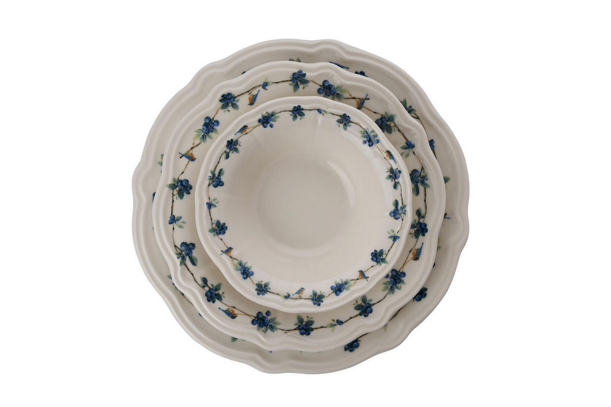 KOMBISERVICE Blau, Weiß, Dunkelgrün 24-teilig 6 Personen  - Blau/Dunkelgrün, Basics, Keramik - P & B
