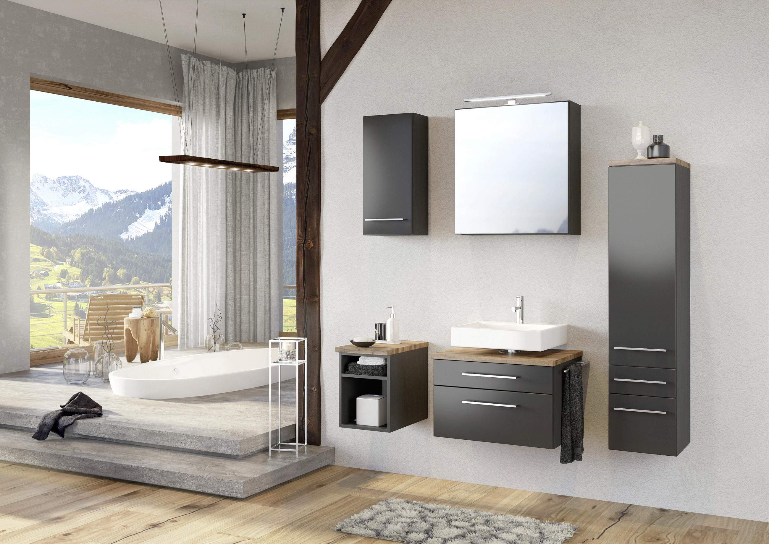 HÄNGESCHRANK 30/64/20 cm  - Alufarben/Graphitfarben, KONVENTIONELL, Holzwerkstoff/Metall (30/64/20cm) - Xora