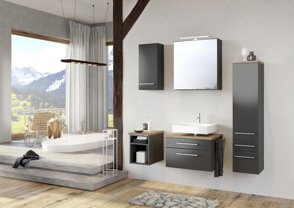 HÄNGESCHRANK 30/64/20 cm  - Alufarben/Graphitfarben, KONVENTIONELL, Holzwerkstoff/Metall (30/64/20cm) - Xora