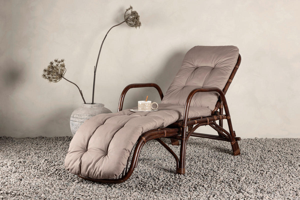 SONNENLIEGE 67/101/177 cm Rattan  - Beige/Braun, MODERN, Holz/Textil (67/101/177cm) - Gardenson