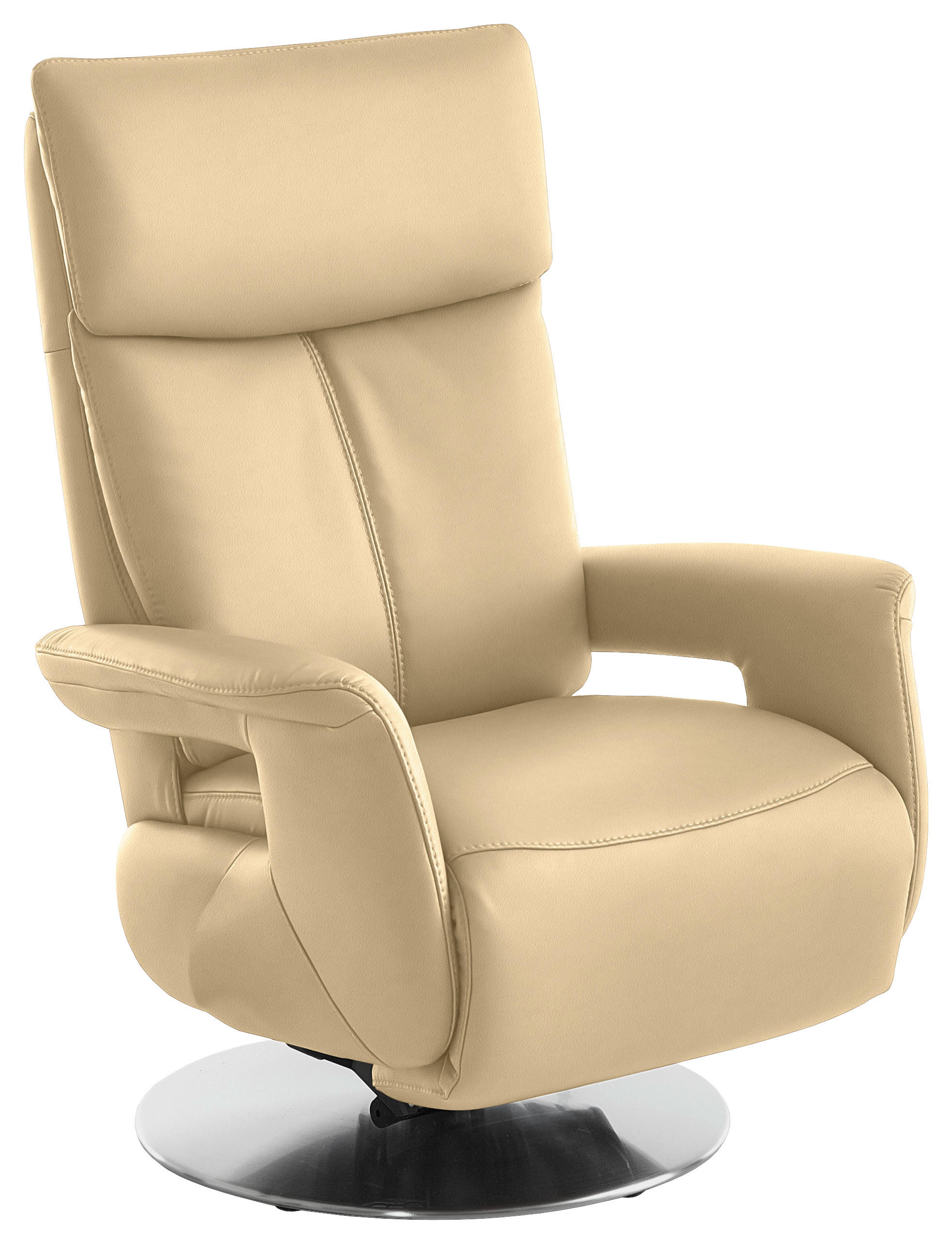 RELAXSESSEL in Leder Beige  - Edelstahlfarben/Beige, Design, Leder/Metall (78/112/85cm) - Cantus