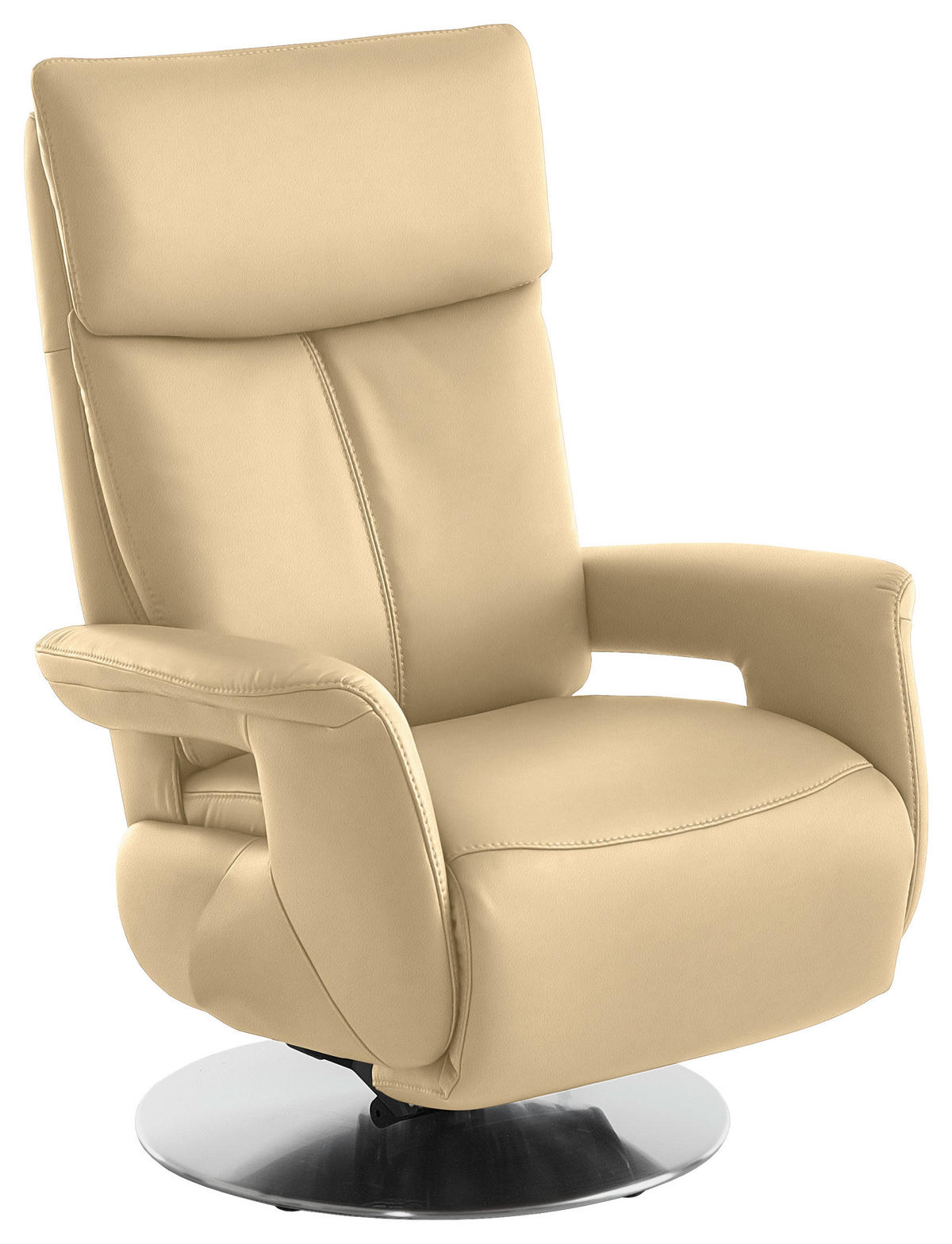 RELAXSESSEL in Leder Beige  - Edelstahlfarben/Beige, Design, Leder/Metall (78/112/85cm) - Cantus