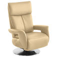 RELAXSESSEL in Leder Beige  - Edelstahlfarben/Beige, Design, Leder/Metall (78/112/85cm) - Cantus