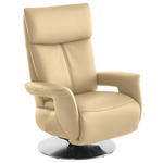 RELAXSESSEL in Leder Beige  - Edelstahlfarben/Beige, Design, Leder/Metall (78/112/85cm) - Cantus
