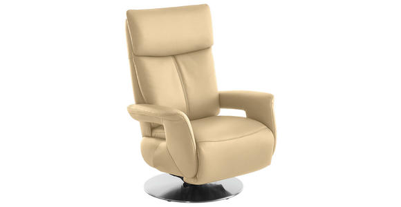 RELAXSESSEL in Leder Beige - Edelstahlfarben/Beige, Design, Leder/Metall (78/112/85cm) - Cantus
