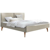 POLSTERBETT gepolstertes Kopfteil 160/200 cm  in Eichefarben, Beige  - Eichefarben/Beige, Design, Holz/Textil (160/200cm) - Hasena