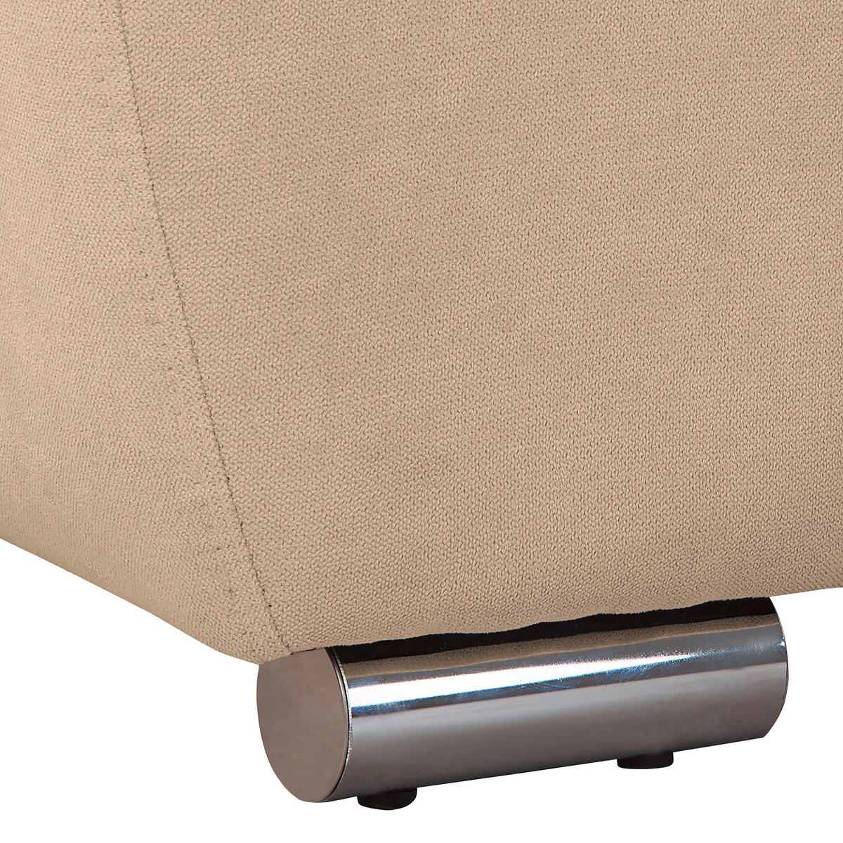 ECKSOFA in Mikrofaser Beige  - Beige/Silberfarben, Design, Textil/Metall (256/175cm) - Livetastic