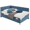 POLSTERLIEGE in Cord Blau  - Blau/Eichefarben, Konventionell, Holz/Textil (90/200cm) - Stylife