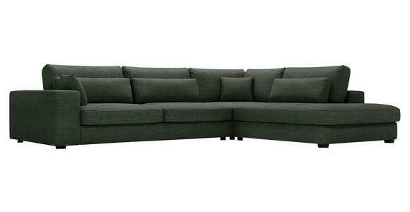 ECKSOFA in Cord Dunkelgrün  - Dunkelgrün/Schwarz, KONVENTIONELL, Kunststoff/Textil (314/250cm) - Carryhome