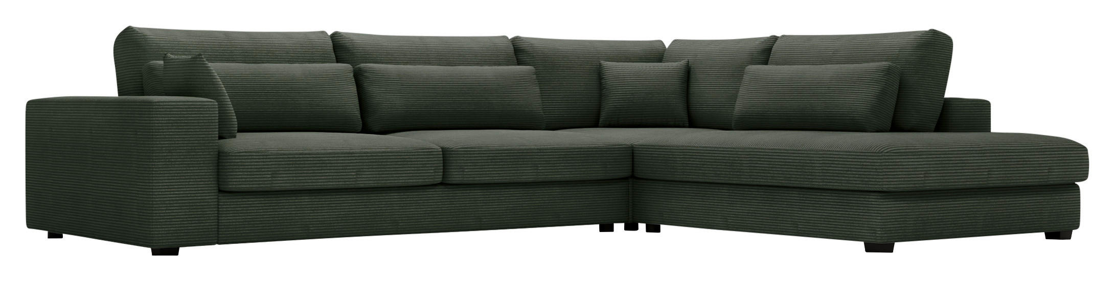 ECKSOFA in Cord Dunkelgrün  - Dunkelgrün/Schwarz, Konventionell, Kunststoff/Textil (314/250cm) - Carryhome