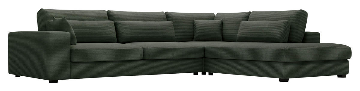 ECKSOFA in Cord Dunkelgrün  - Dunkelgrün/Schwarz, Konventionell, Kunststoff/Textil (314/250cm) - Carryhome