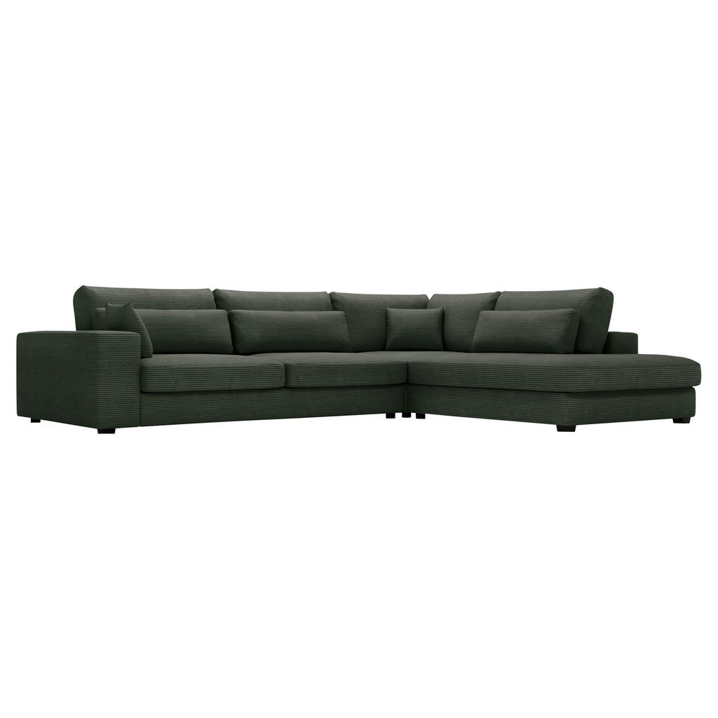 Thumbnail - Carryhome Ecksofa, Dunkelgrün, Textil, 4-5-Sitzer, Füllung: Schaumstoff, Ottomane rechts, L-Form, 314x250 cm, Stoffauswa...