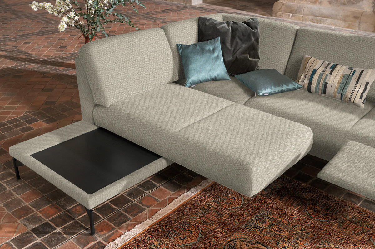 ECKSOFA in Flachgewebe Beige  - Anthrazit/Beige, Design, Textil/Metall (230/254cm) - Johann Jakob