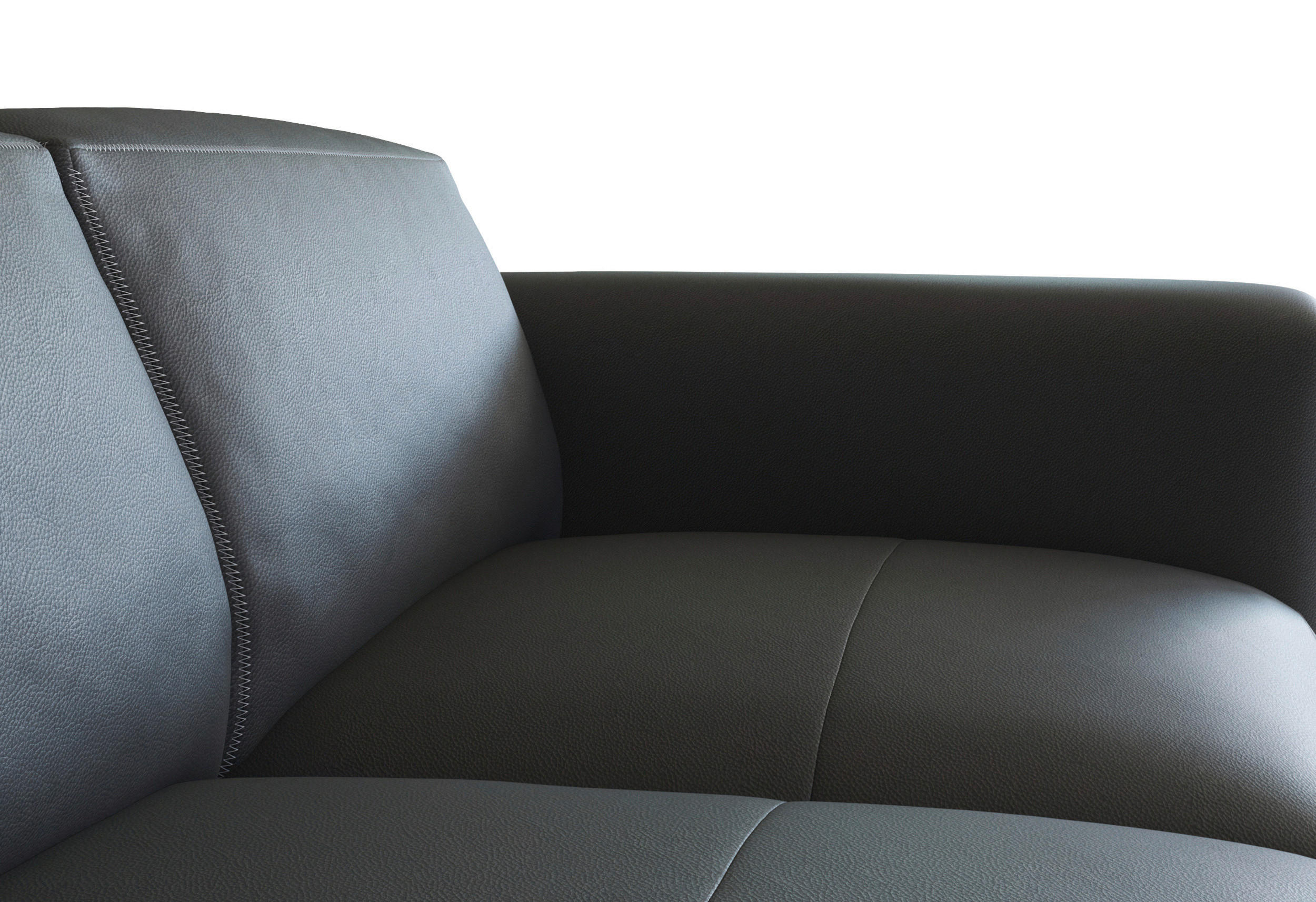 ECKSOFA Schwarz Echtleder  - Schwarz, Design, Leder/Holz (171/251cm) - Livetastic