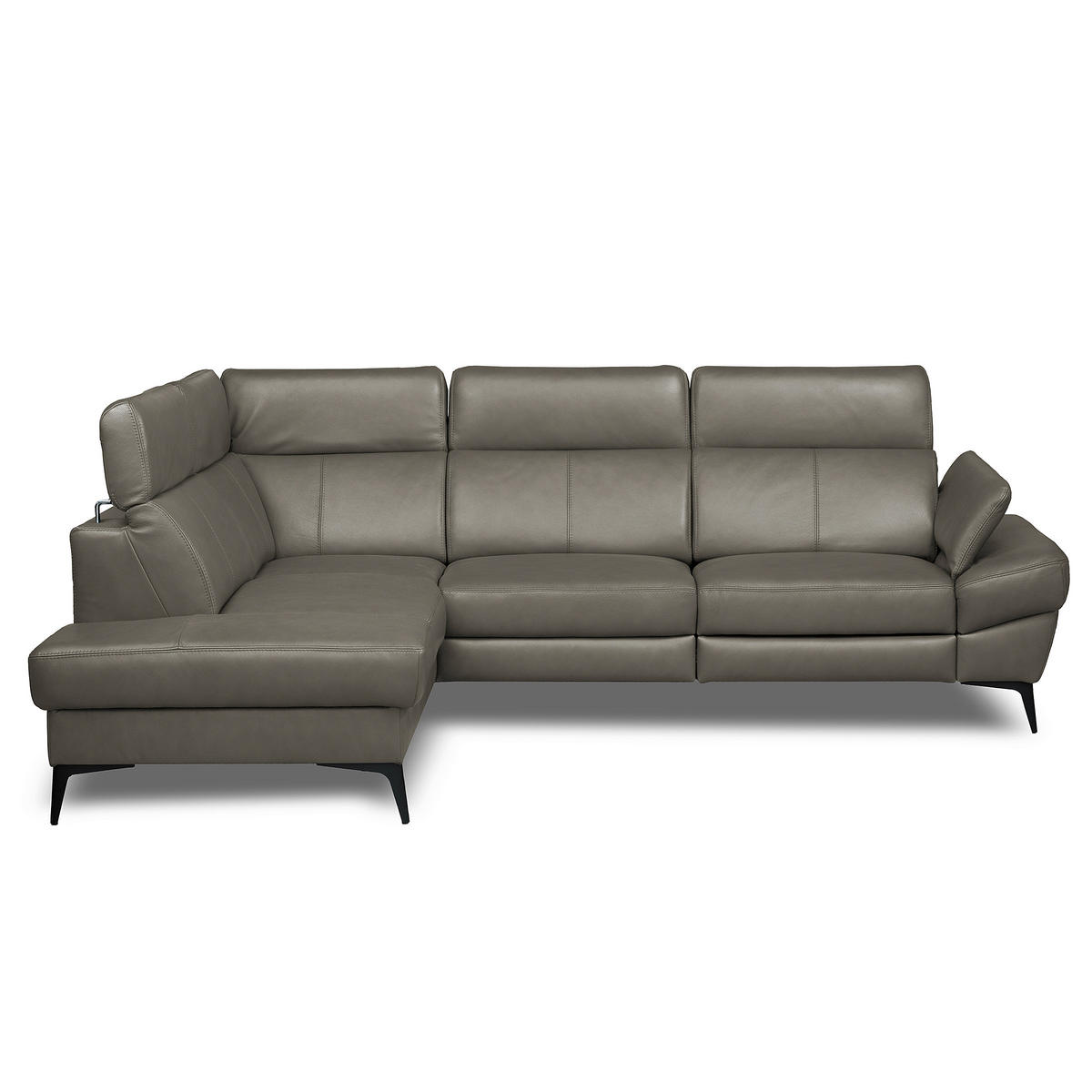 ECKSOFA  in Lederlook Echtleder Schlammfarben  211/264 cm  - Schlammfarben/Schwarz, Design, Leder/Textil (211/264cm) - Livetastic