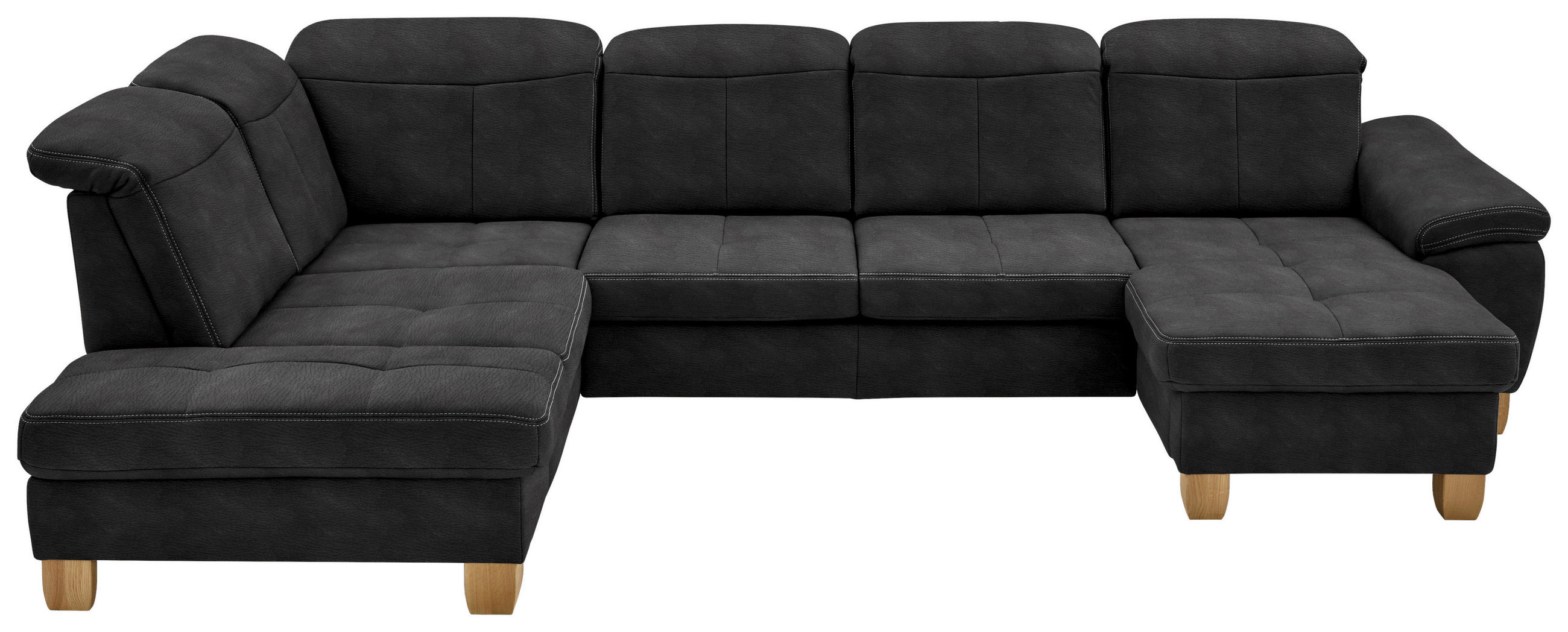 WOHNLANDSCHAFT in Mikrofaser Dunkelgrau  - Wildeiche/Dunkelgrau, Konventionell, Holz/Textil (243/343/185cm) - Voleo