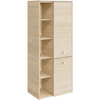 MIDISCHRANK 50/121/33 cm  - Edelstahlfarben/Eichefarben, MODERN, Glas/Holzwerkstoff (50/121/33cm) - Sadena
