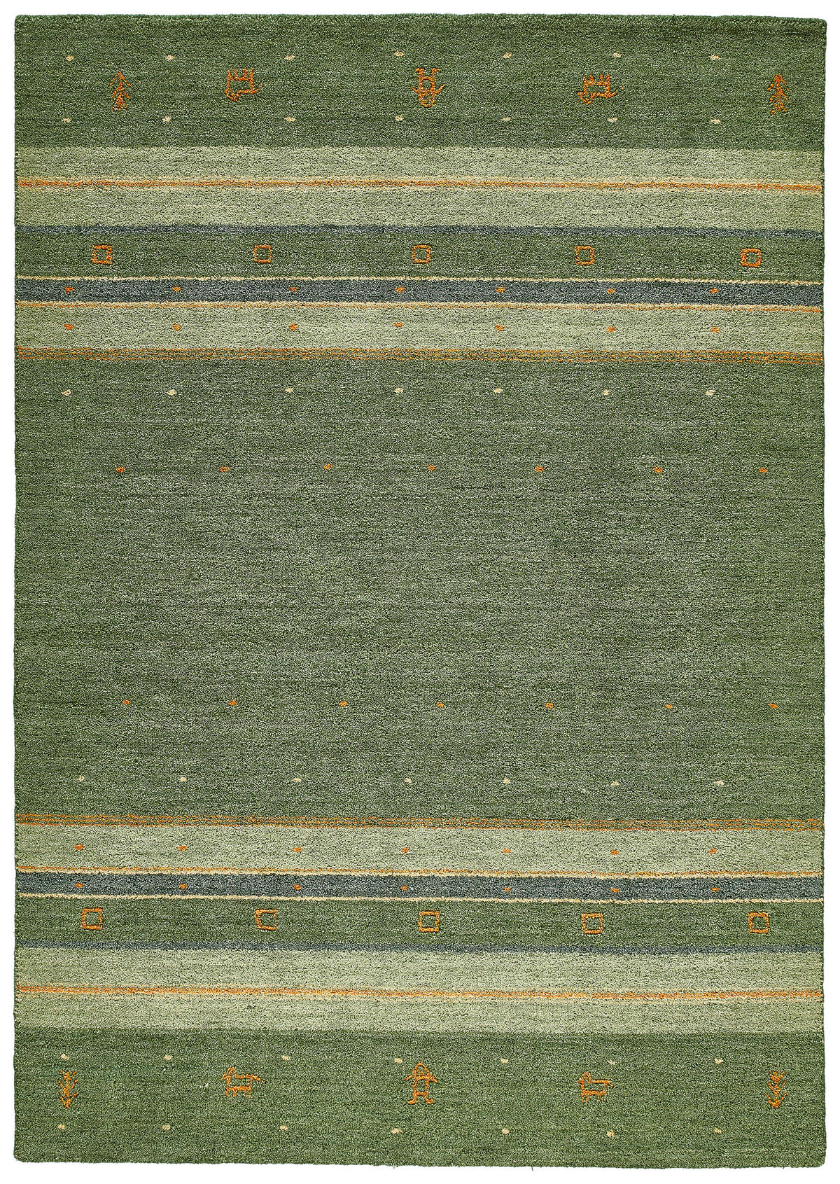 ORIENTTEPPICH 120/180 cm Azeri Gabbeh Grün Grün  - Grün, KONVENTIONELL, Textil (120/180cm) - Cazaris
