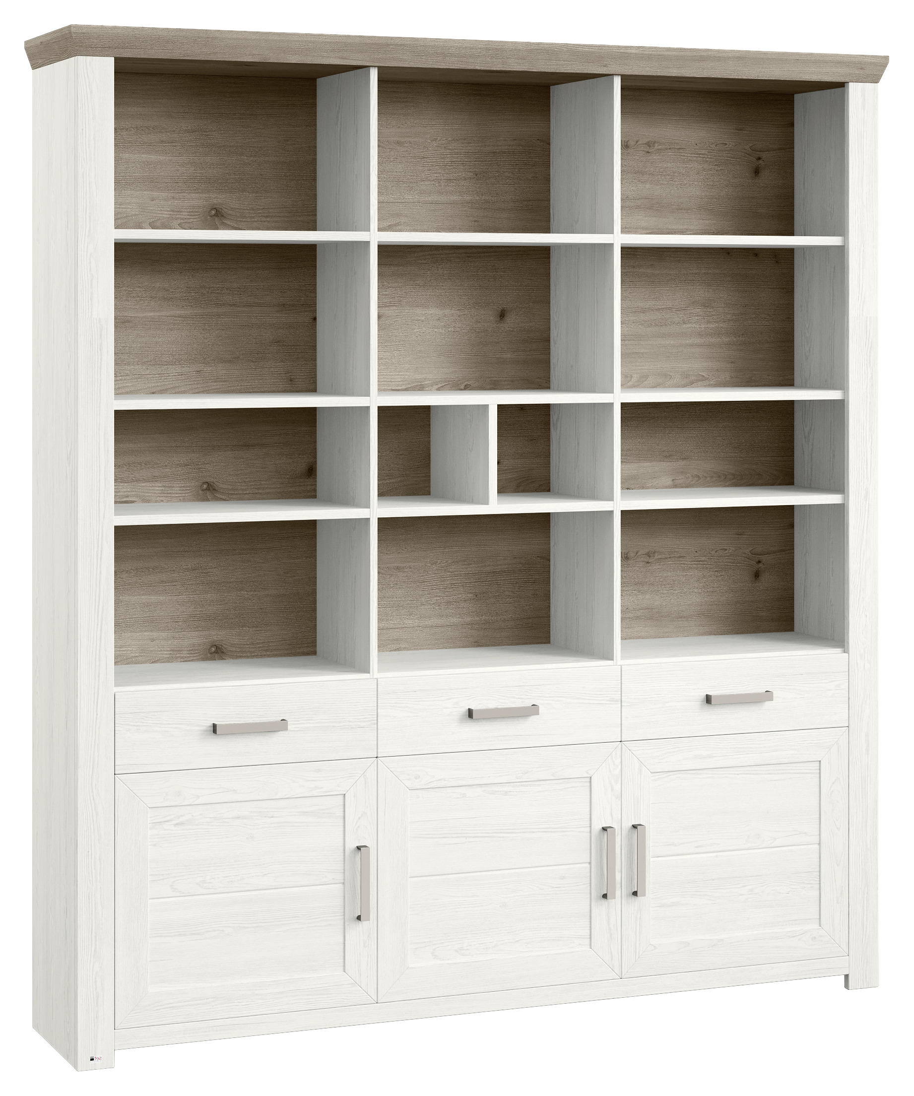 REGALKOMBINATION Weiß, Eichefarben - Eichefarben/Weiß, Design, Holzwerkstoff/Metall (184,1/206,6/42,2cm) - SetOne by Musterring