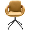 ARMLEHNSTUHL  Lederauswahl, Stoffauswahl, Typenauswahl, Sitzfläche 360° drehbar  Echtleder  - Currygelb/Eichefarben, Natur, Leder/Holz (60/86/60cm) - Valnatura