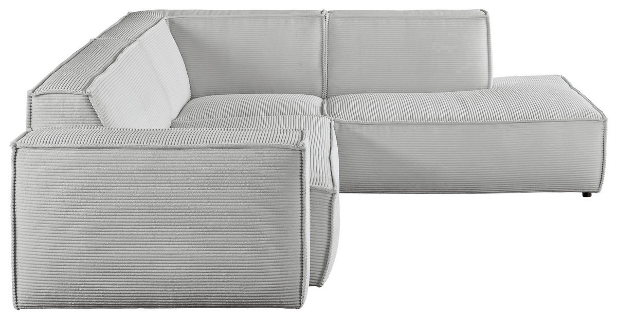 ECKSOFA in Cord Grau  254/224 cm  - Schwarz/Grau, KONVENTIONELL, Kunststoff/Textil (254/224cm) - Hom`in