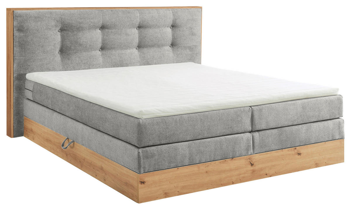 KONTINENTALSÄNG 180/200 cm  i ljusgrå  - ljusgrå, Modern, trämaterial/trä (180/200cm) - Livetastic