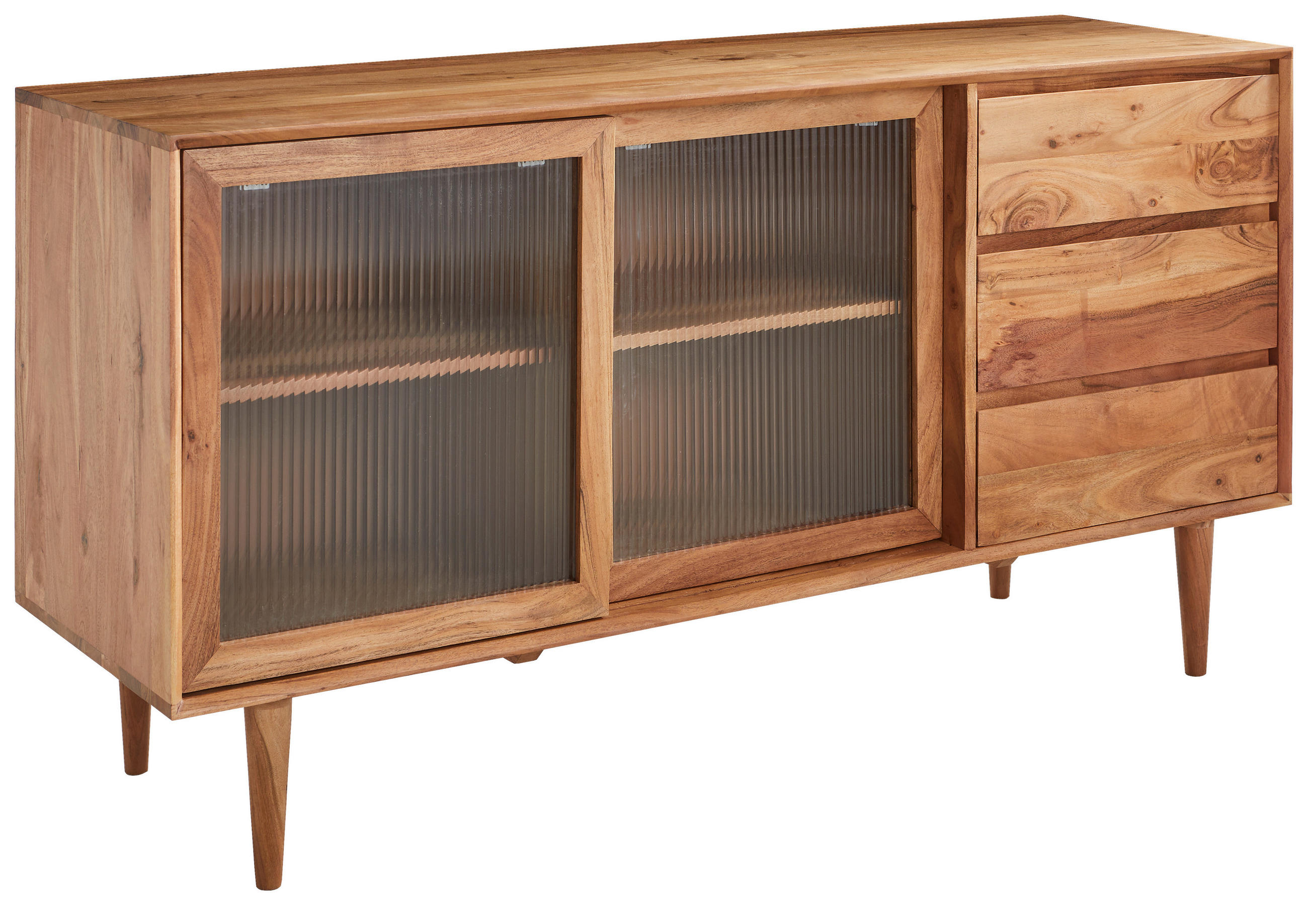 SIDEBOARD  in 147/76/45 cm  - Transparent/Akaziefarben, Natur, Glas/Holz (147/76/45cm) - Livetastic