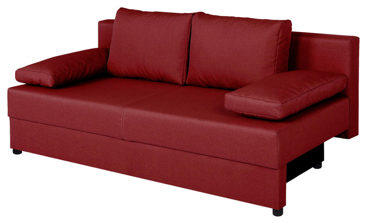 SCHLAFSOFA  mit Liegefunktion, Rücken echt Rot  - Rot/Schwarz, Design, Kunststoff/Textil (190/80/75cm) - P & B