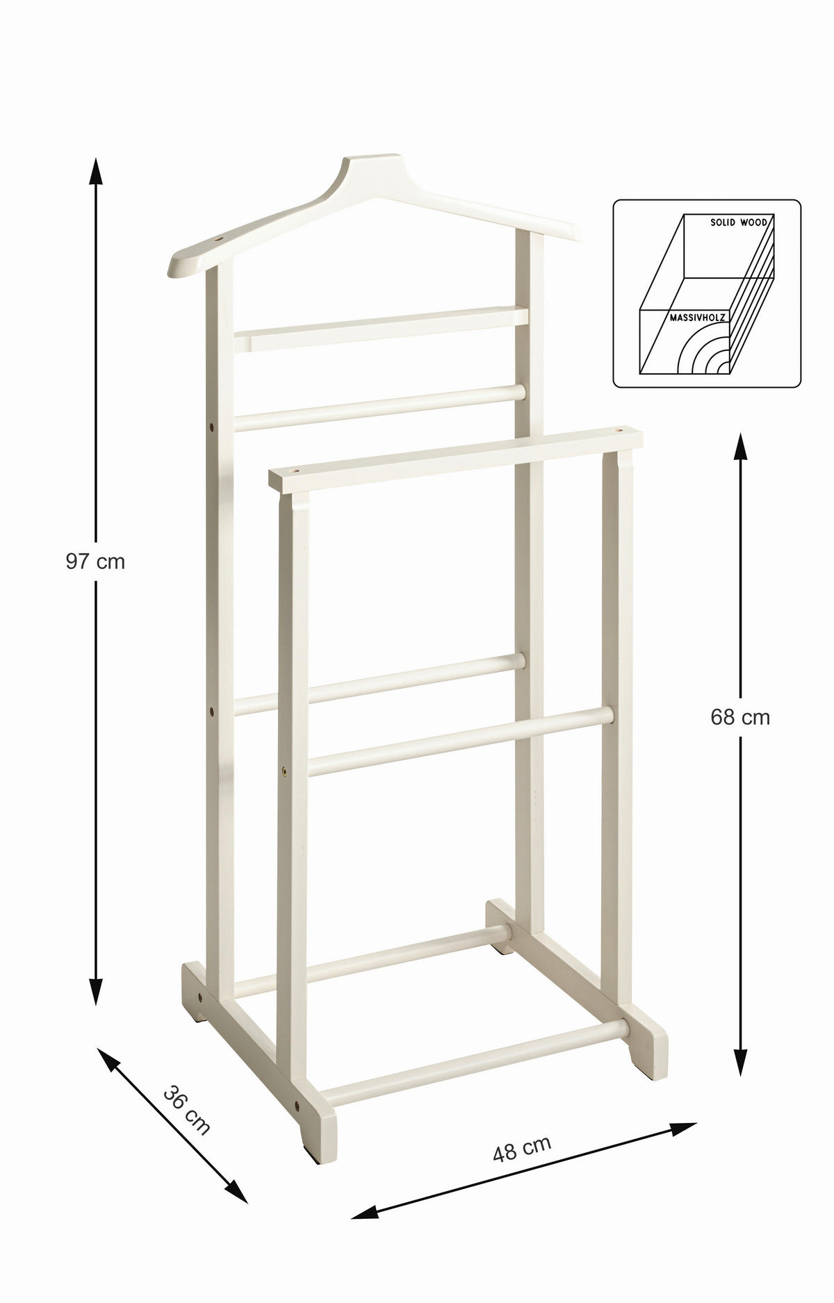 HERRENDIENER in Creme 48/97/36 cm   - Creme, Basics, Holz (48/97/36cm)