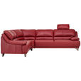 ECKSOFA in Echtleder Rot  - Rot/Schwarz, Design, Leder/Metall (253/290cm) - Xora