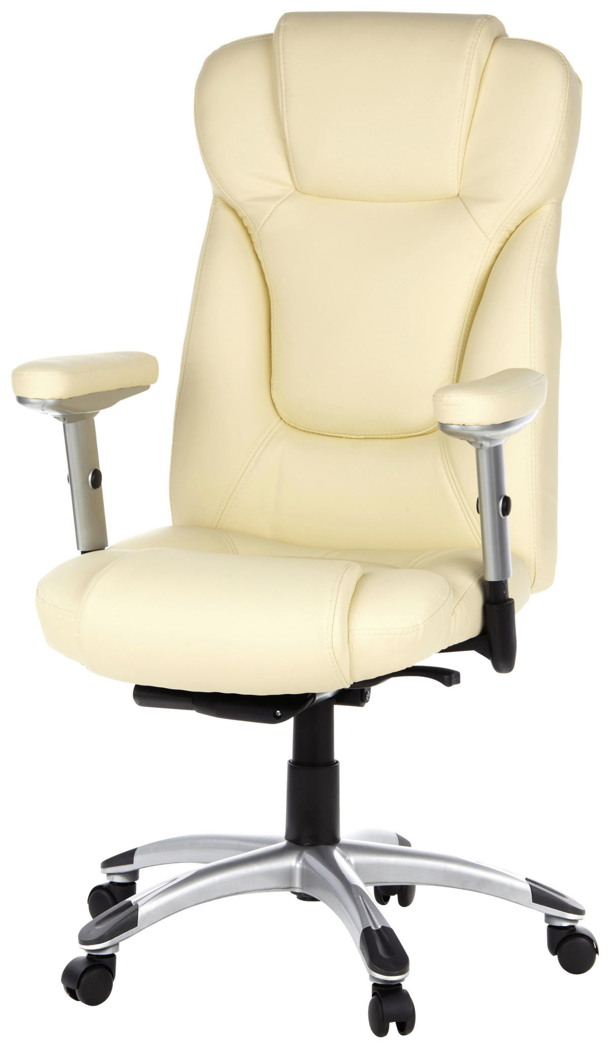 CHEFSESSEL Lederlook Creme, Silberfarben  - Silberfarben/Creme, MODERN, Kunststoff/Textil (63/131/53cm) - MID.YOU